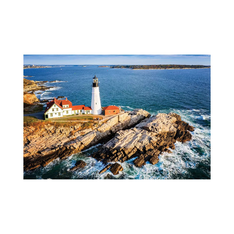 Aerial View Of Cape Elizabeth Lighthouse, Portland Maine - Wrapped Canvas Print, 20.32cm H x 30.48cm W x 1.91cm D