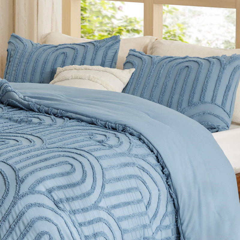 Ensemble d'édredon pour lit toutes saisons Boho, Bleu