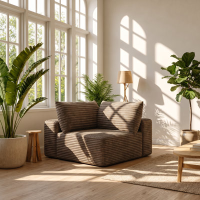 Canapé modulaire en coin en velours côtelé Y39,5 "x P 39,5" x H 24,43 "