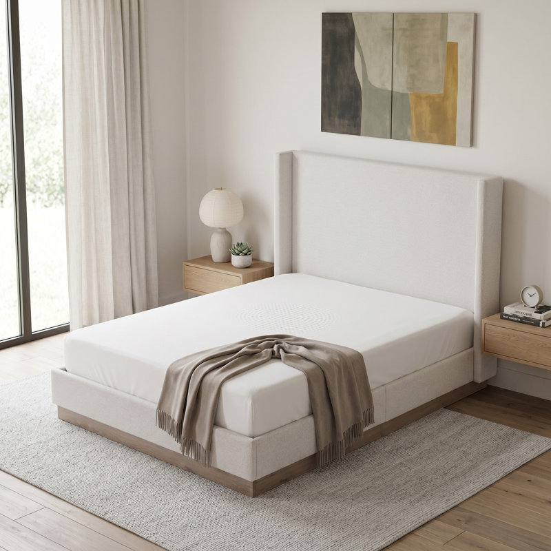 Hale Upholstered Wingback Bed, Boxspring Required, Queen