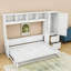 Lit escamotable double en bois avec garde-robe latérale et tiroirs de rangement-1999375100