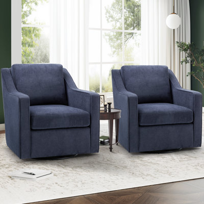 Bronnen Big And Wide Upholstered Cushion Swivel Armchair with Removable Back Cushion