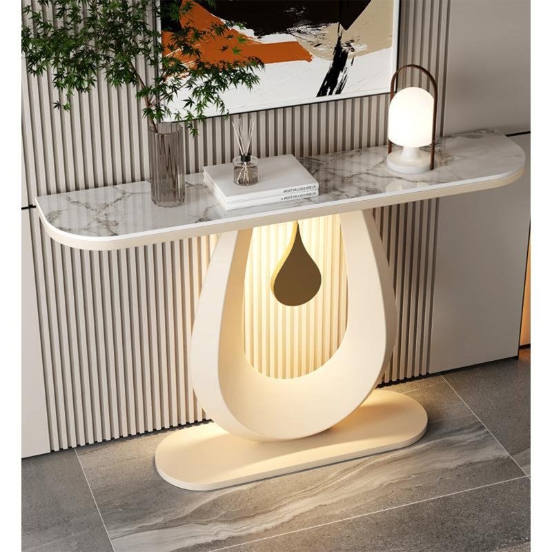 Table d'appoint contemporaine contemporaine style ovale, 31.5'' H x 47.24'' W x 11.81'' D, White