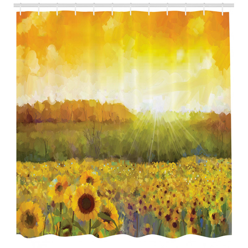 Ensemble de rideau de douche et crochets Sunflower, H 75 po x l 69 po