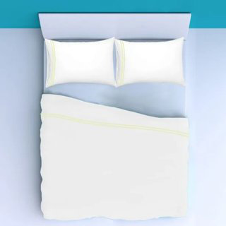 400TC Double Embroidery Sateen Solid Cotton 4 Piece Sheet Set Fitted Sheet Fits Upto 16" Deep Pocket, Queen Sheet Set, Ivory