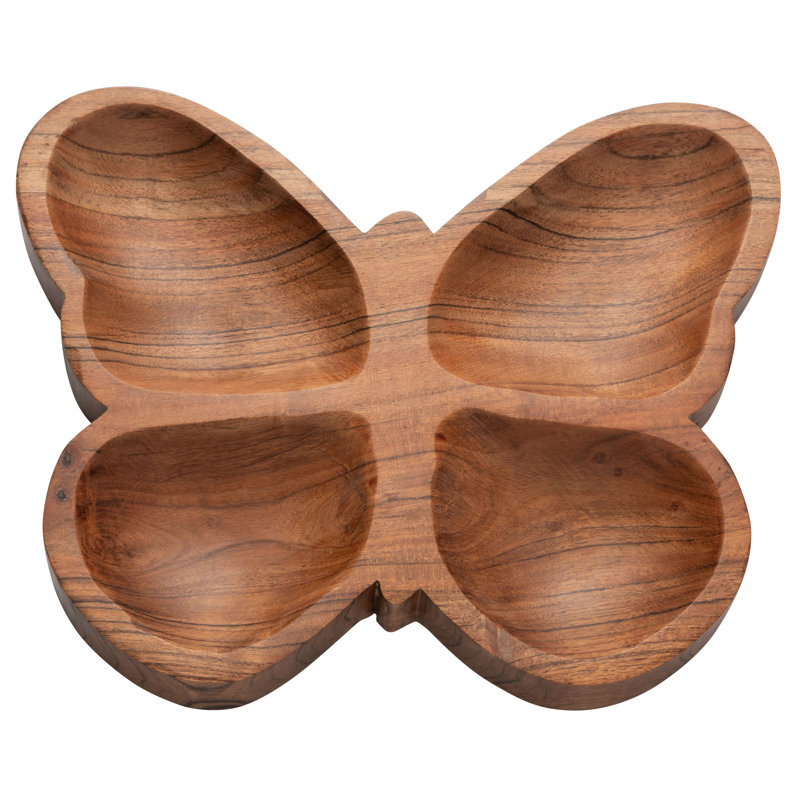 Bol de service en bois en forme de papillon