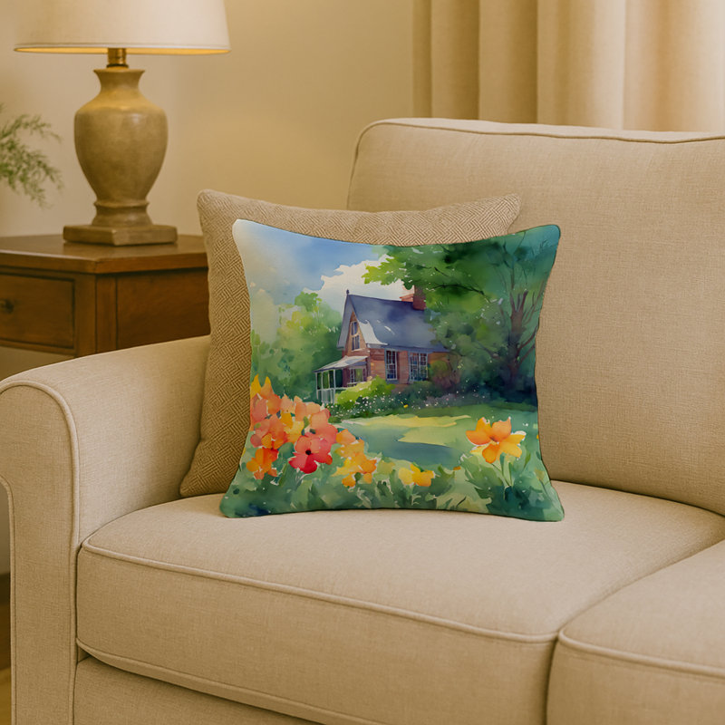 Coussin décoratif aquarelle Massachusetts, Carré 18 po