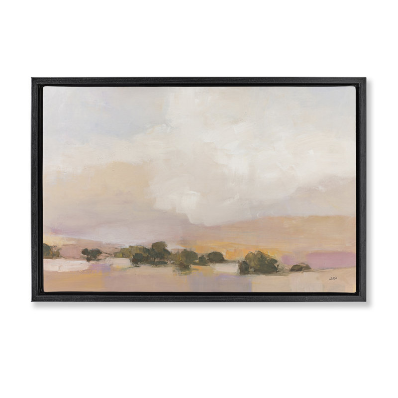 «Pastel Landscape Abstraction», art par Julia Purinton, Cadre flottant noir de jais, H 17 po x l 25 po