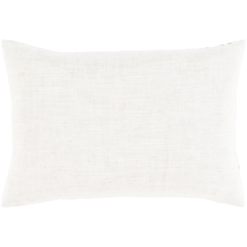 Termez Floral Linen Throw Pillow, Emerald/Dark Blue, Polyester/Polyfill