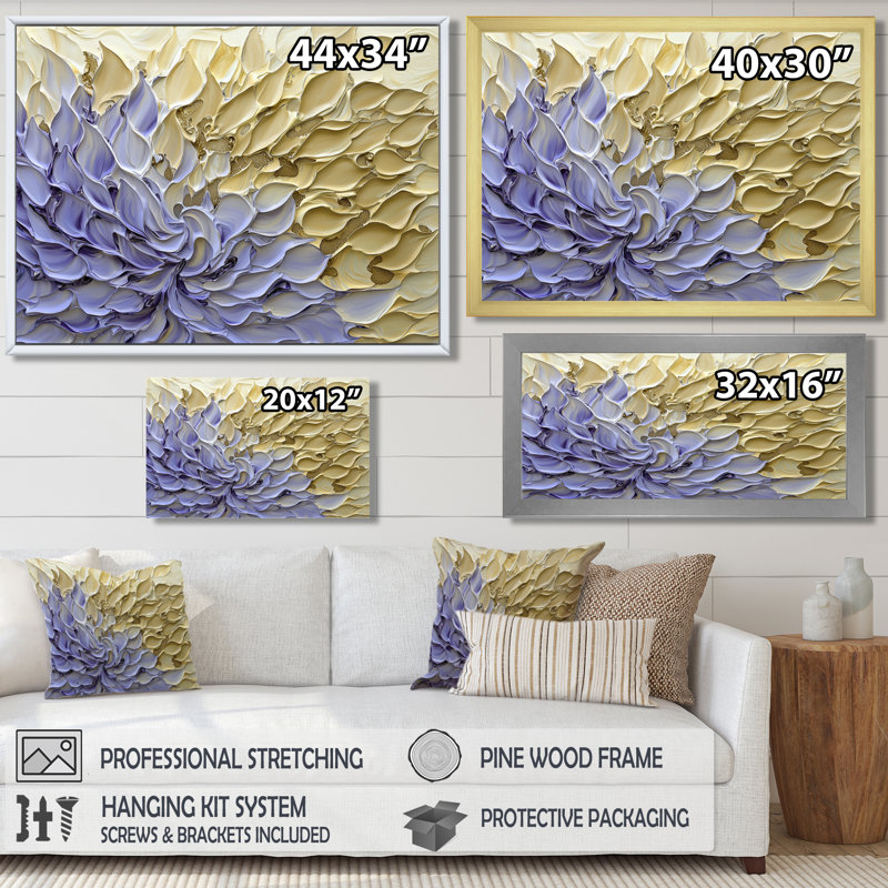 Impression sur toile «Purple Pathway Of Flower Petals I - Abstract Botanicals», H 12 po x l 20 po, Gold