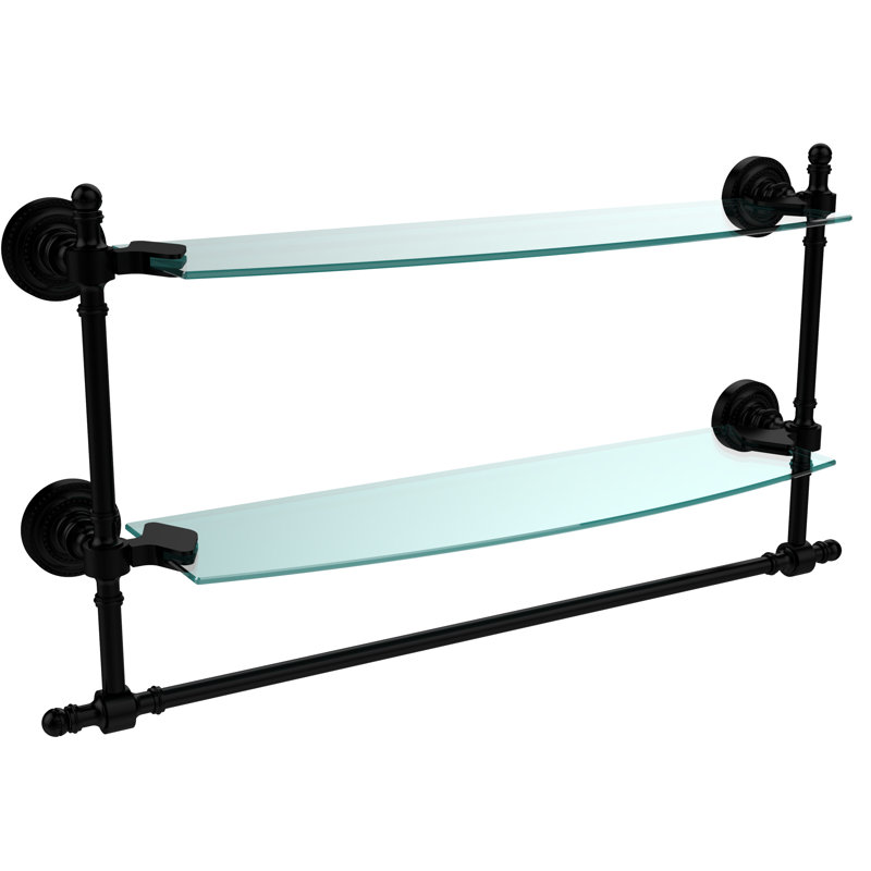 Godinez 2 Piece Tiered Shelf with Towel Bar, 28", Matte Black