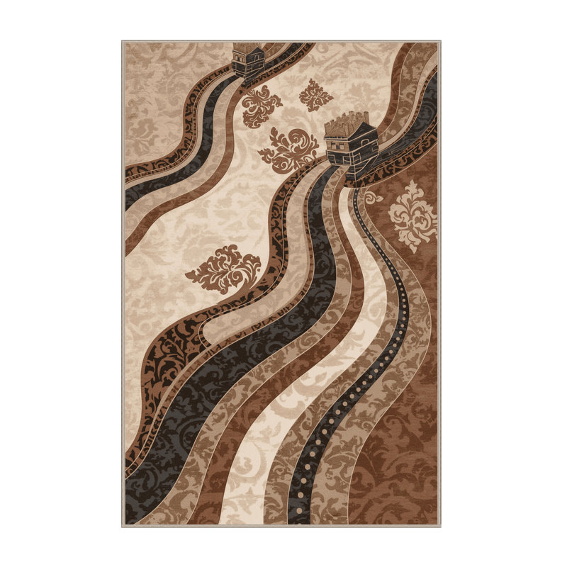 Tapis damassé classique orkan Great Wall China - beige, 7 x 9