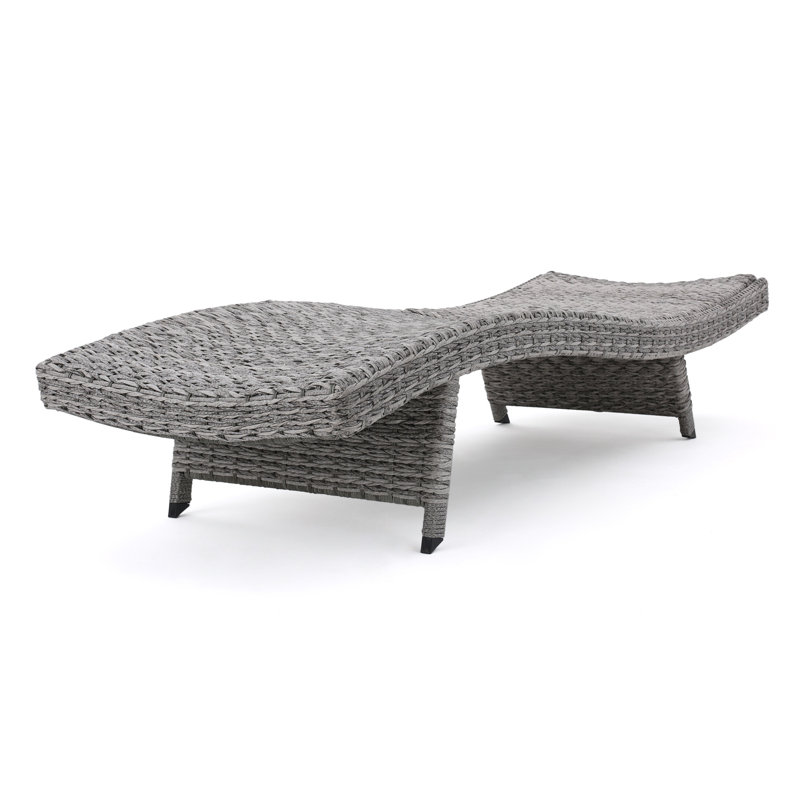 Crete Grey Polyethylene Rattan Chaise Lounge