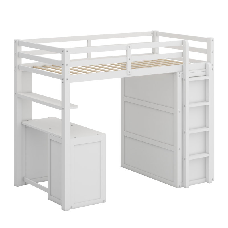 Lit mezzanine avec tiroirs, Blanc