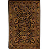 Oriental Hand-Knotted Wool Black/Gold Area Rug