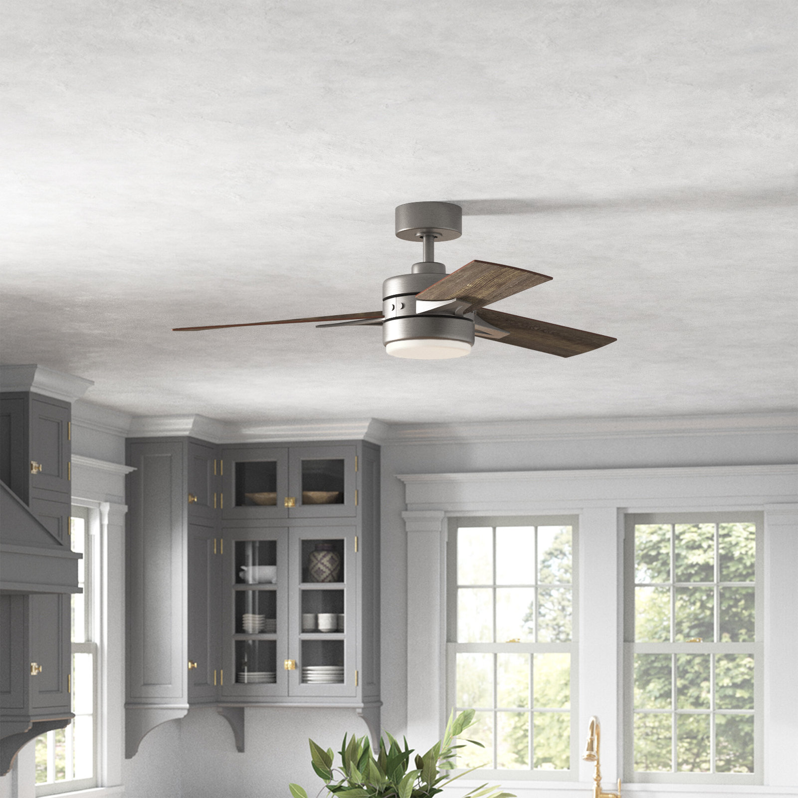 Peppadew 44 " Ceiling Fan with Light Kit, 52" W, Pewter
