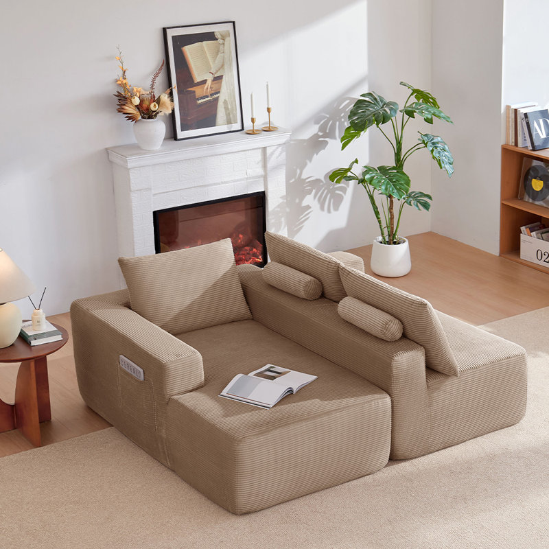 Compression L-Shape Sectional Couch (Camel)