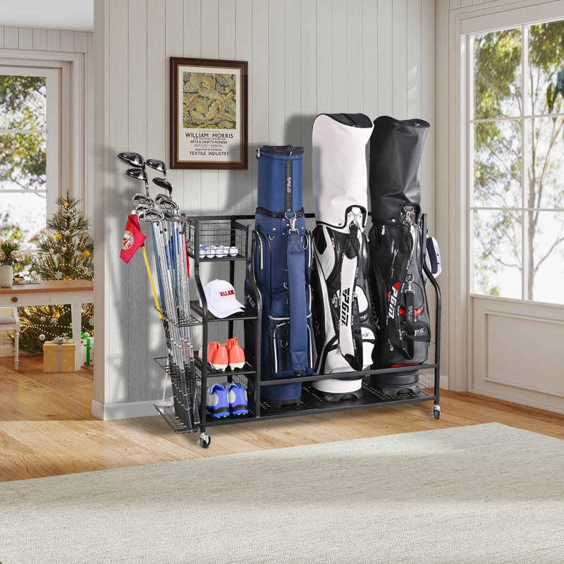 Très grand organisateur de sacs de golf pour le garage - support de rangement pour 4 sacs de golf