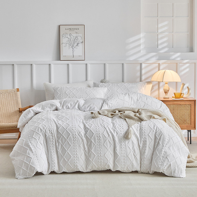 Ensemble de housse de couette Doneus, Housse de couette grand + 2 taies d'oreiller, Double Pom