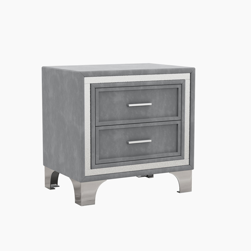 Table de chevet 2 tiroirs Shonski, gris