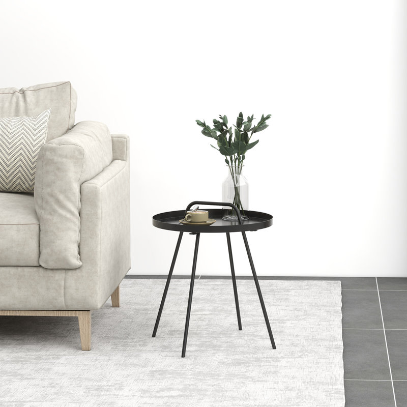 Table d'appoint en acier inoxydable Gurtrude, Noir
