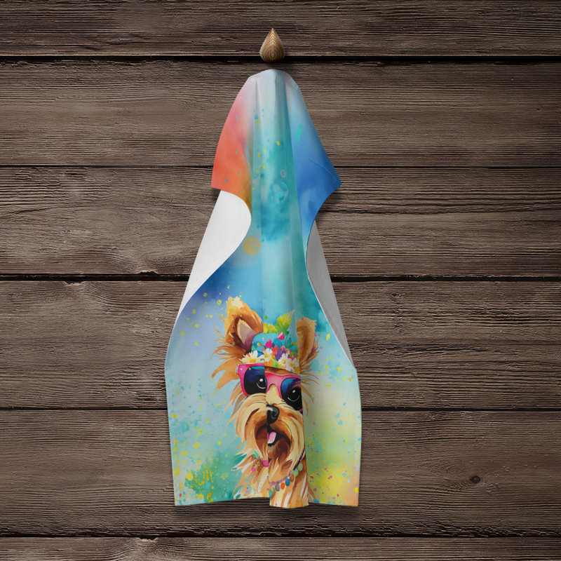 Yorkshire Terrier Hippie Dawg Kitchen Towel