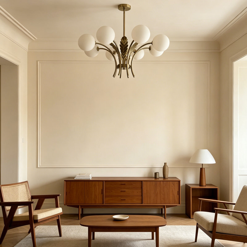 8-Light Glass Globe Chandelier