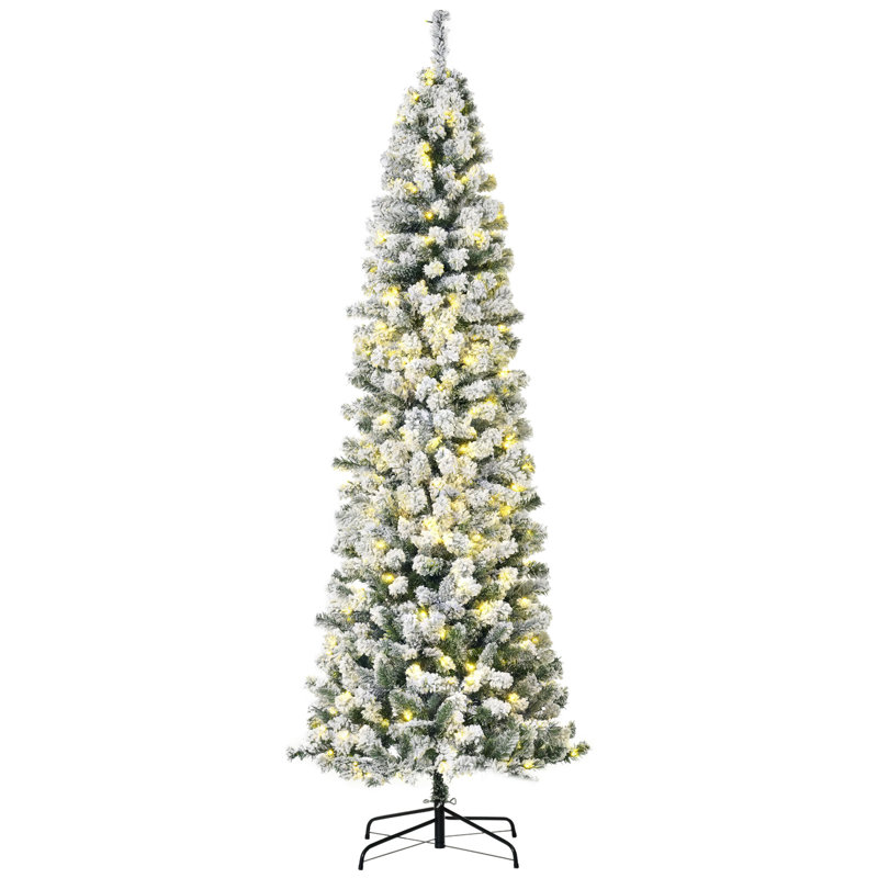 Arbre de Noël artificiel blanc effilé 7 pi 6 po avec 350 lumières DEL