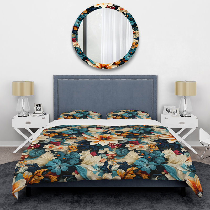 Ensemble de housse de couette bleu et beige, Housse de couette pour très grand lit et 2 très