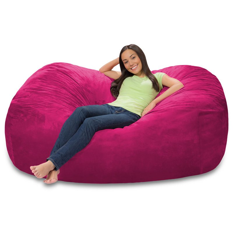 Fauteuil à billes - Grand fauteuil à billes en mousse viscoélastique déchiquetée de 6 pieds - Housse en microfibre amovible et lavable à la machine - Canapé confortable pour 2 personnes de marque bretonne pour la lecture, la détente et les jeux, e