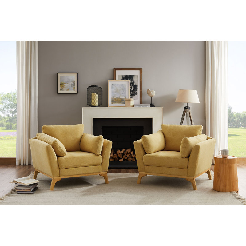 Ljubinko Upholstered Armchair, Yellow Polyester Twill