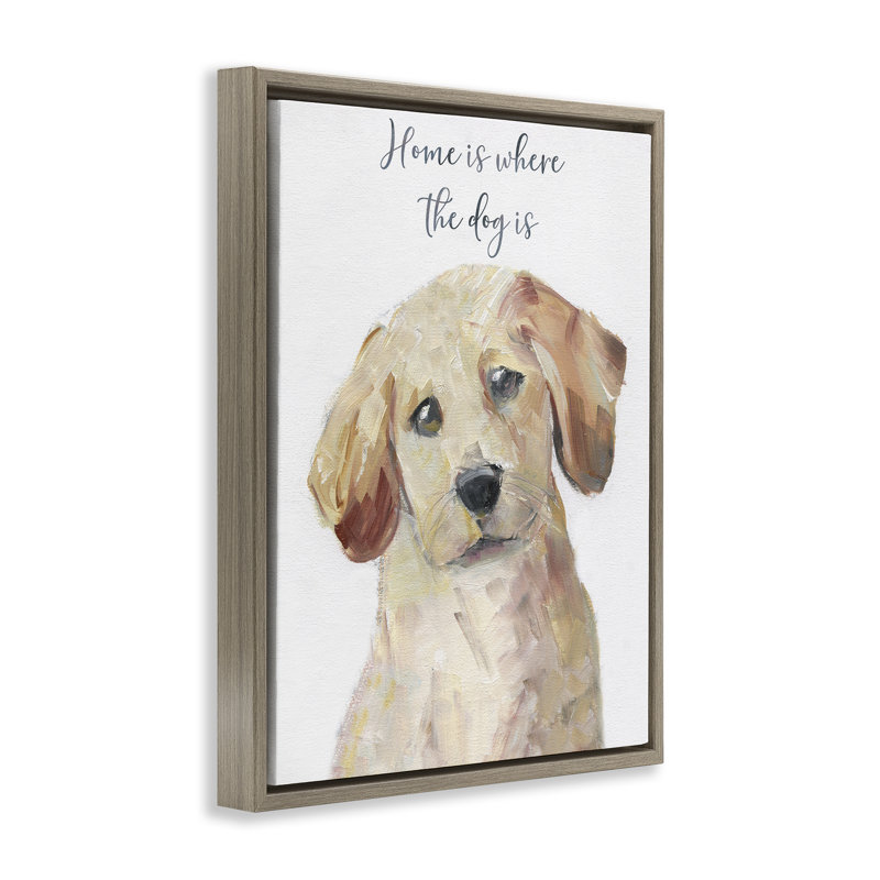 Cadre flottant Sent Sentiment de chien, design par Sally Swatland, H 31 po x l 25 po, Cadre flottant orme Montalcino