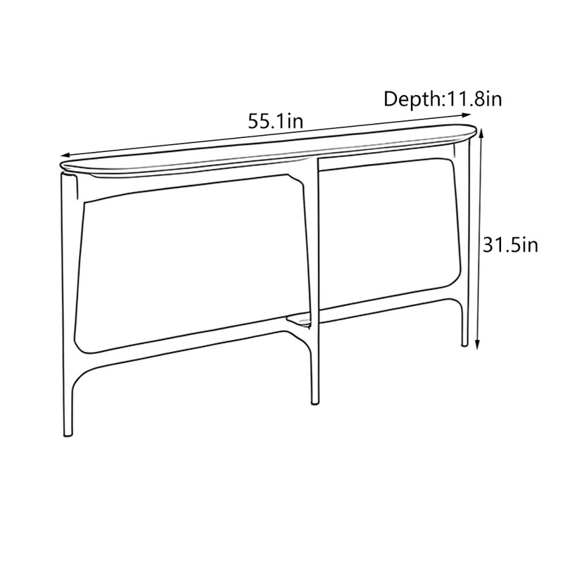 Console d'entrée italienne en bois massif minimaliste, H 31,5 po x l 55,1 po x P 11,8 po