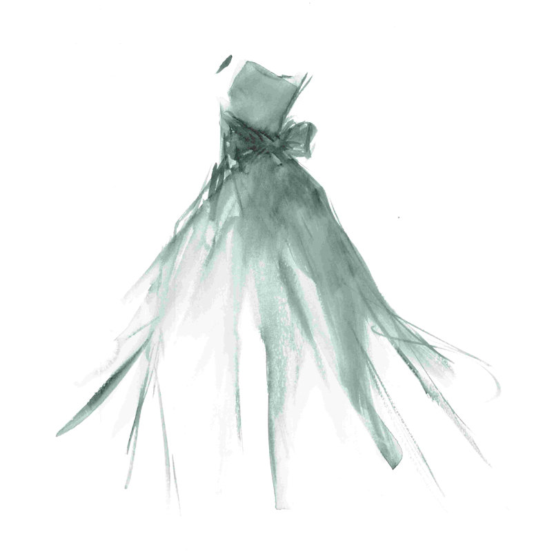 Robe avec nœud - peinture sur toile tendue, H 20 po x l 20 po