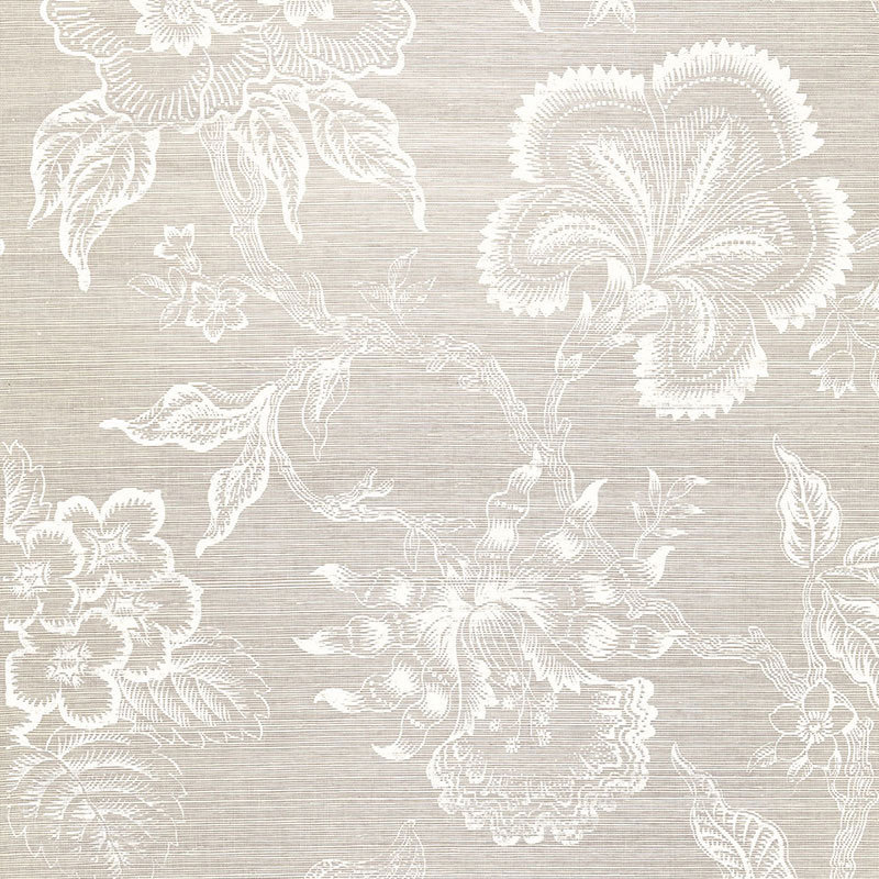 Schumacher x Celerie Kemble Hothouse Flowers Sisal Wallpaper, Haze