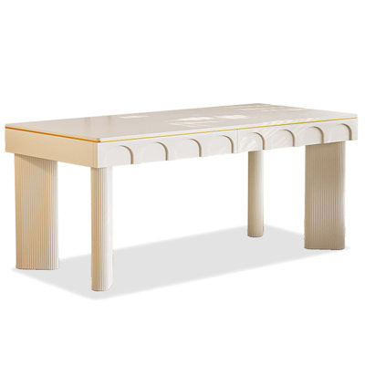 Cream-style sintered stone top desk