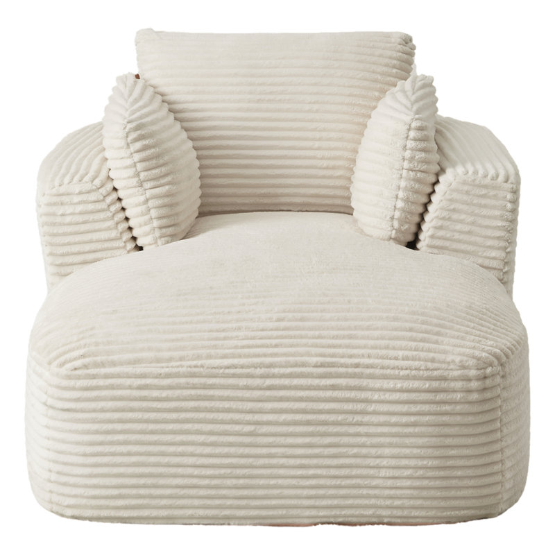 Très grand fauteuil inclinable en velours côtelé, Crème, crème