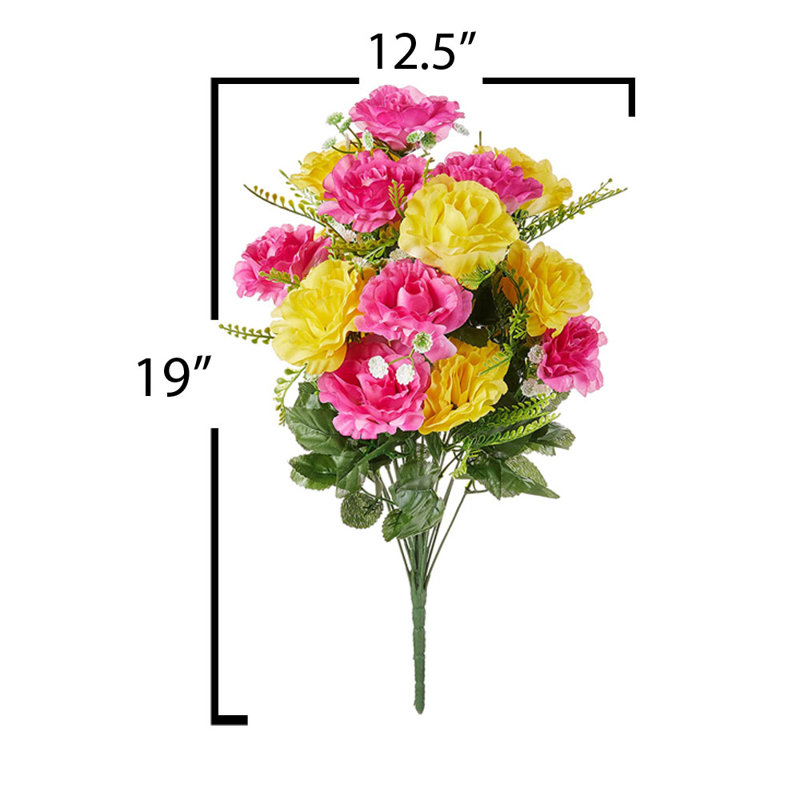 18 fleurs roses en pleine floraison, Jaune / rose vif