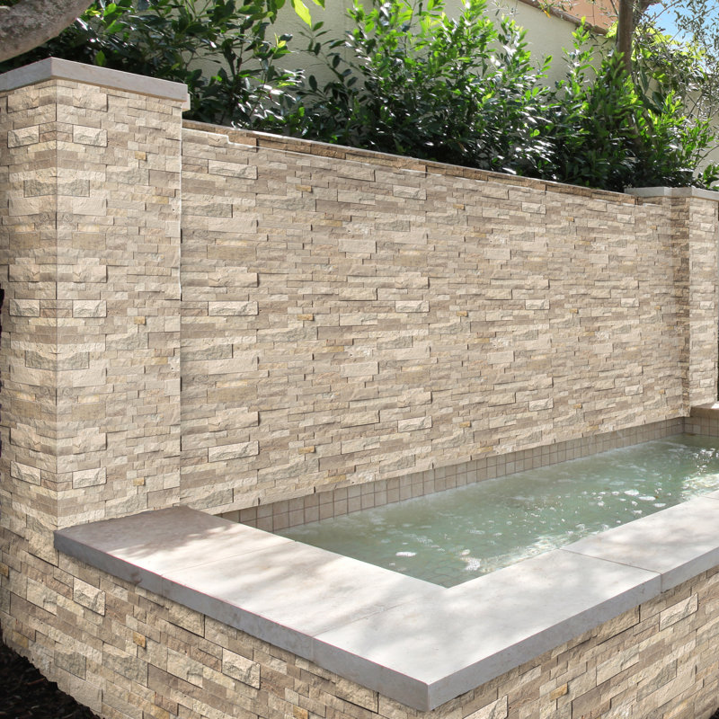 Stonecrest 6 in. x 24 in. Split Face Natural Stone Ledger Panel Wall Tile, Casella Cream