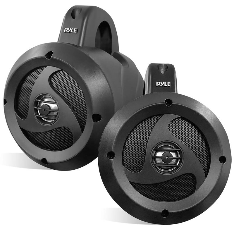 Haut-parleurs hors-route imperméables 4 po Pyle, système de haut-parleurs sport compact 900W pour VTT, UTV, 4X4, Jeep, véhicules marins, résistant aux intempéries, chaîne stéréo 2 voies, amplification des basses, fixation sur roulettes (paire)
