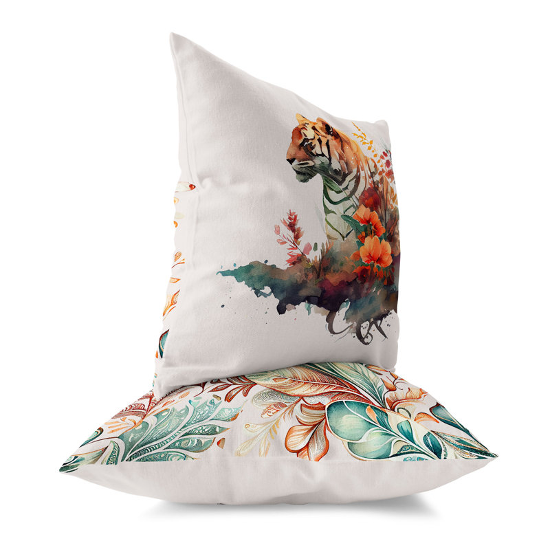 Coussin décoratif réversible intérieur / extérieur Tropical Tiger Trails, H 16 po x l 16 po