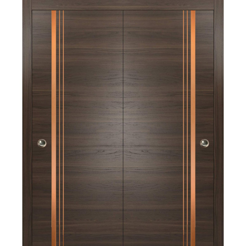 Portes de placard coulissantes à panneaux en bois, Frêne chocolat, 36 po x 84 po
