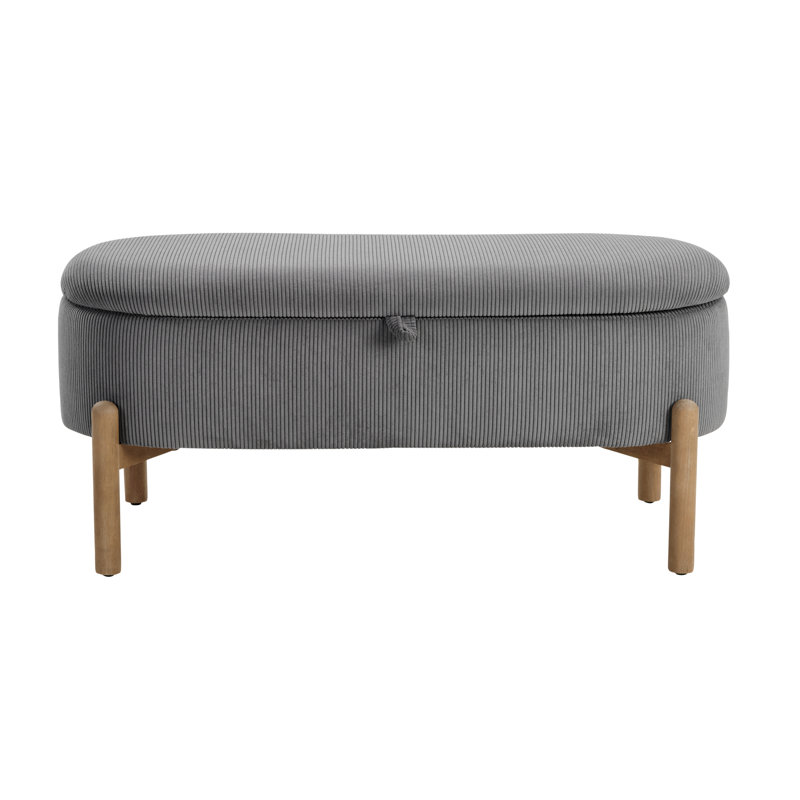 Parkerhouse 42" W Corduroy Upholstered Ottoman With Lift-Top Storage, Gray