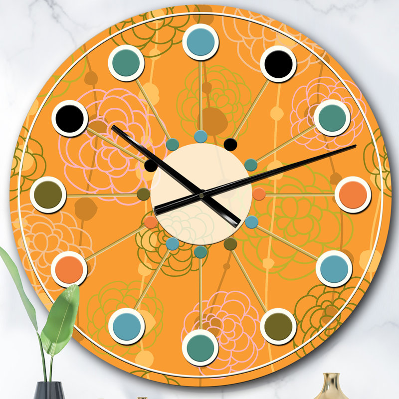 Horloge murale rétro Mid-Century, Surdimensionné