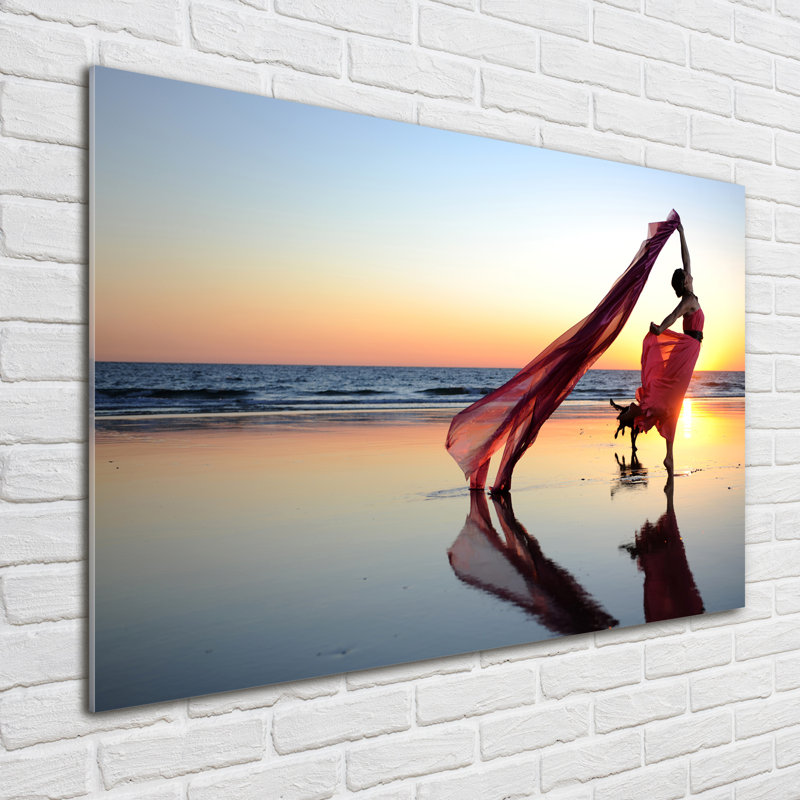 Glass Print Wall Art 100X70cm Image Printed On Glass Decorative Wall Picture Behind Toughened / Tempered Safety Real Glass For Kitchen & Living Room Theme:Dancing Woman