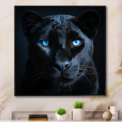 Blue And Black Panther Portrait II - Panther Animal Wall Art