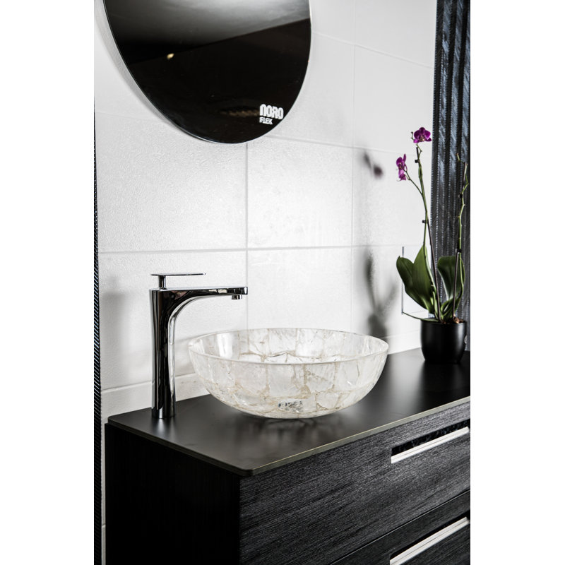 Canora Grey Dunnes 400mm L x 400mm W White Stone Circular Sink