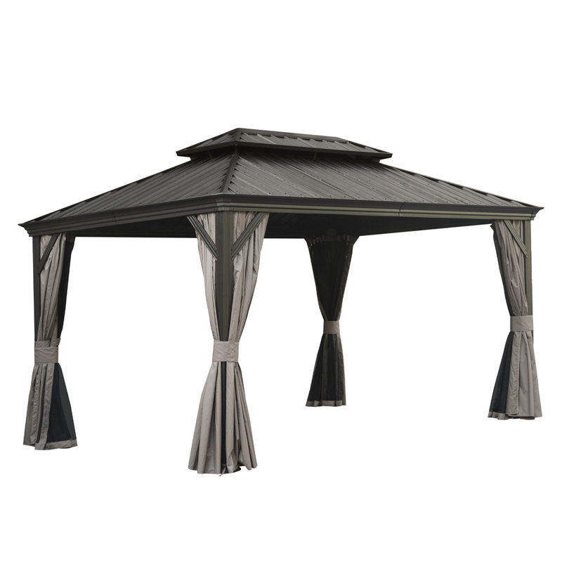 Hardtop Gazebo 10x14 ft - Double Galvanized Steel Roof & Aluminum Frame, 10x14 ft