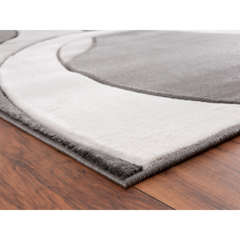 Tapis ivoire / gris à motif abstrait Adonia, Rectangle 3 pi 9 po x 5 pi 9 po
