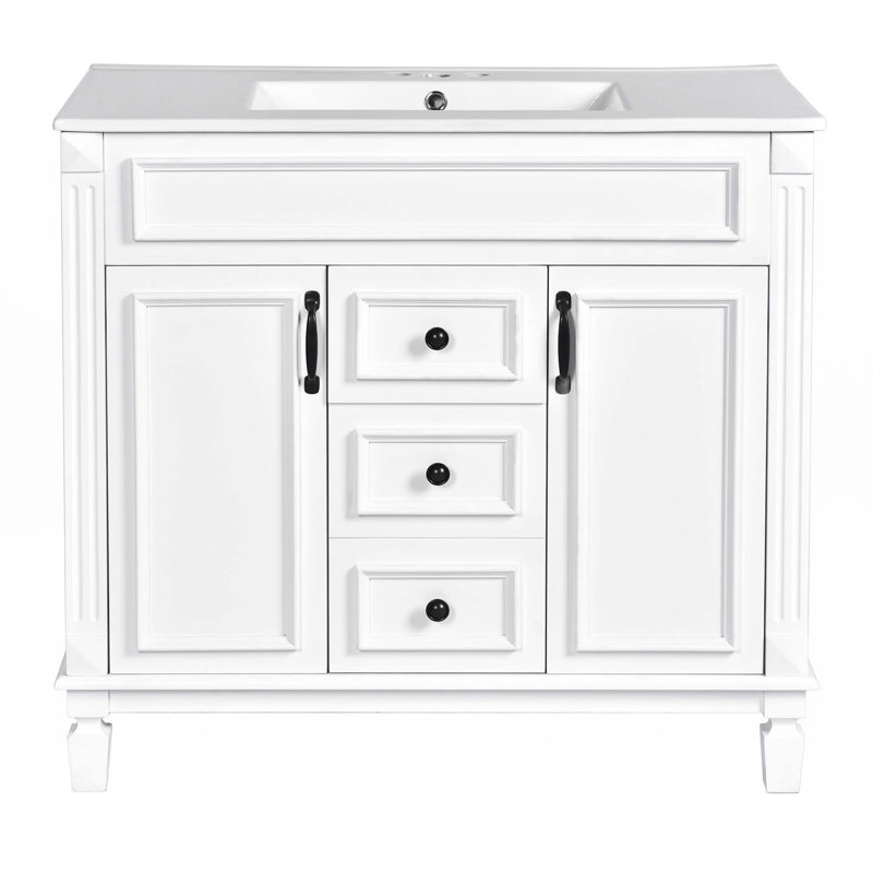 Ensemble de meuble-lavabo 36 po avec lavabo en résine Bathroon, Noir, Blanc